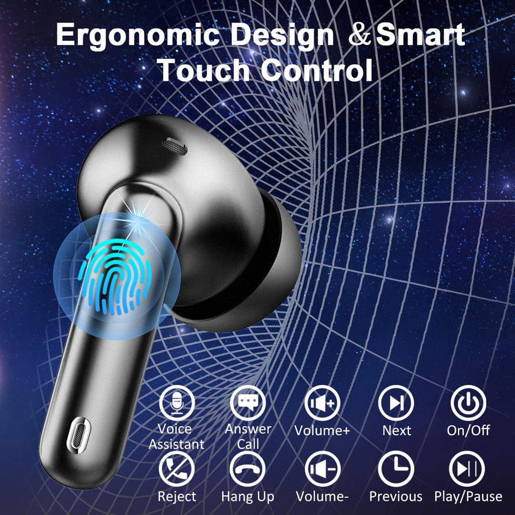 Wireless Earbuds, 2026 Bluetooth 5.4 Headphones HiFi Stereo 50H In Ear Buds HiFi Stereo, Deep Bass with ENC Noise Cancelling Mics, IP7 Waterproof Wireless Earphones with LED Display, Fast Charging Case