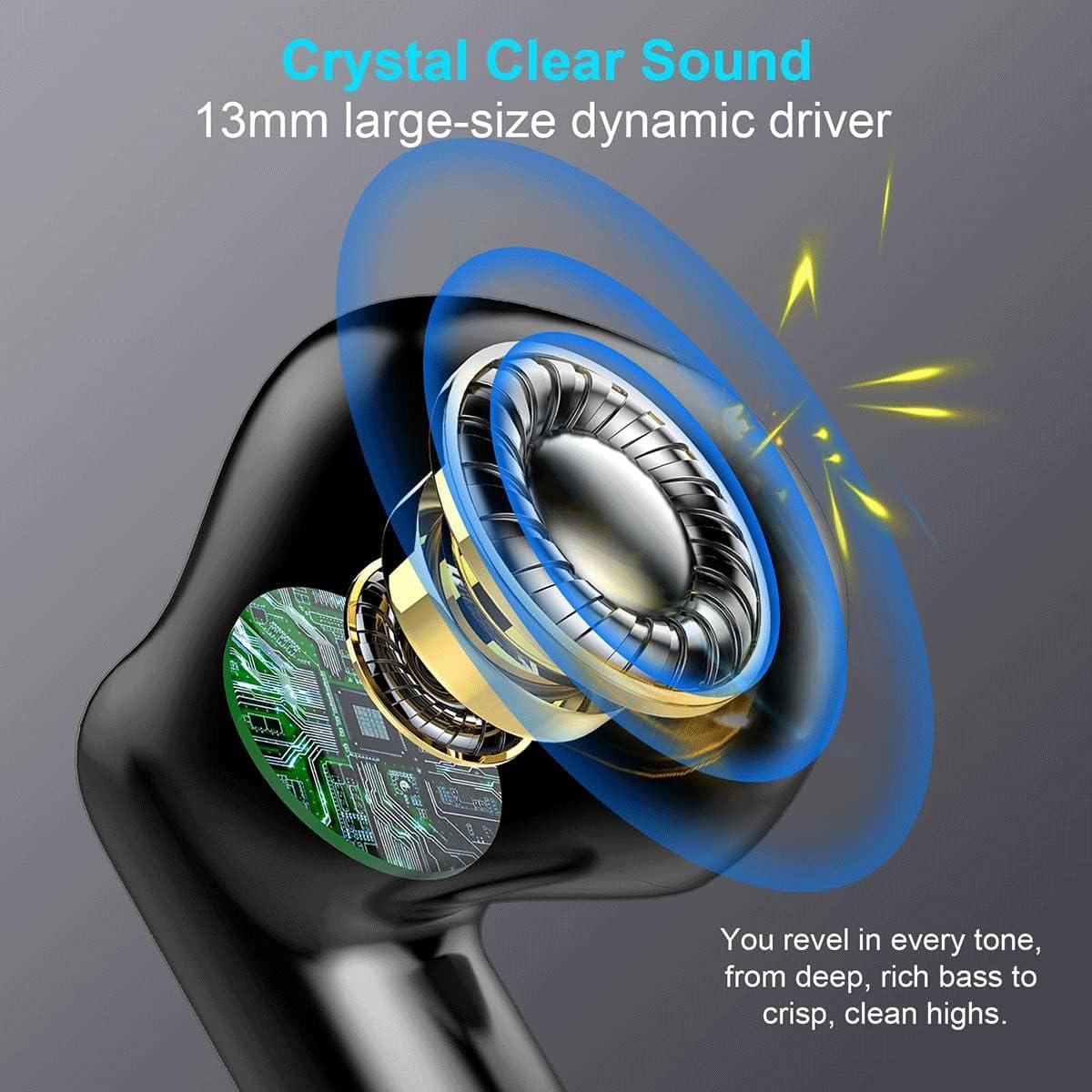 Wireless Earbuds, Bluetooth 5.4 Earbuds Stereo Bass, Bluetooth Headphones in Ear Noise Cancelling Mic, Earphones IP7 Waterproof Sports, 32H Playtime USB C Mini Charging Case Ear Buds for Android iOS