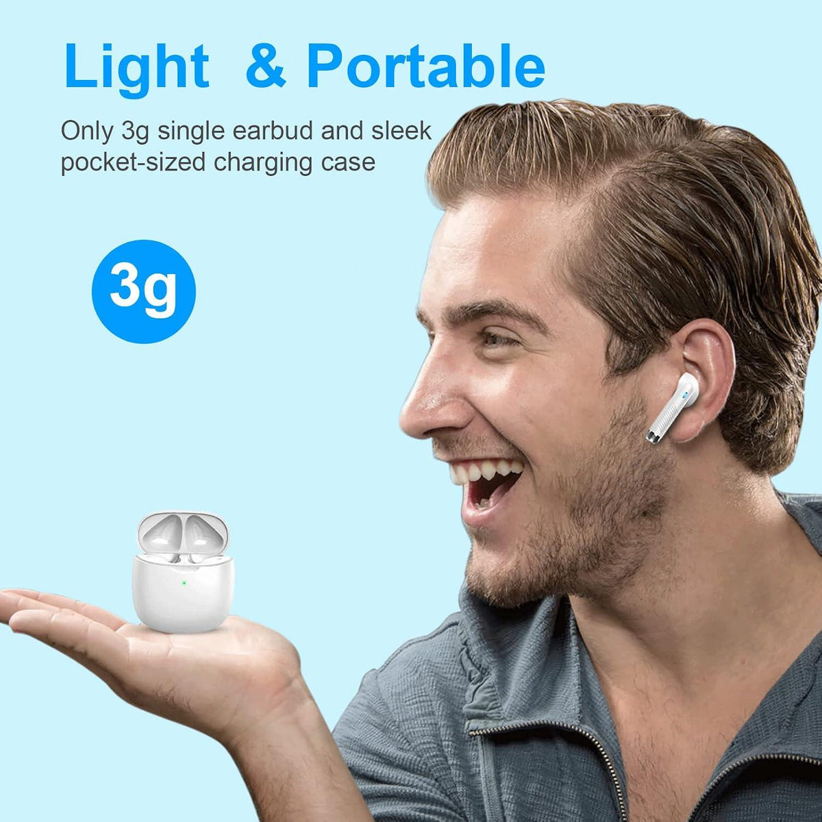 Wireless Earbuds, Bluetooth 5.4 Headphones in Ear with 4 Noise Cancelling Mic, Earbuds Stereo Bass, IP7 Waterproof Sports Wireless Earphones, 32H Playtime USB C Charging Buds White for Android iOS