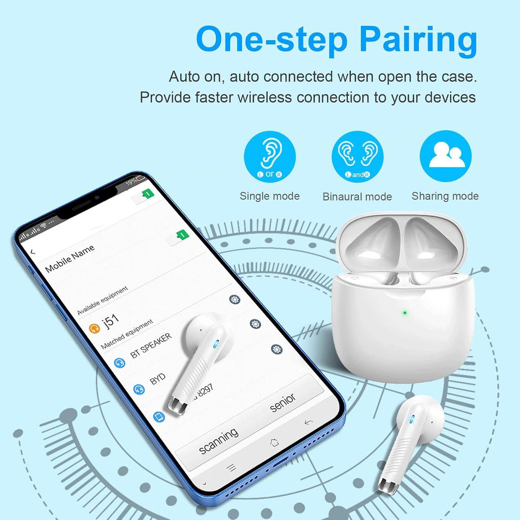 Wireless Earbuds, Bluetooth 5.4 Headphones in Ear with 4 Noise Cancelling Mic, Earbuds Stereo Bass, IP7 Waterproof Sports Wireless Earphones, 32H Playtime USB C Charging Buds White for Android iOS