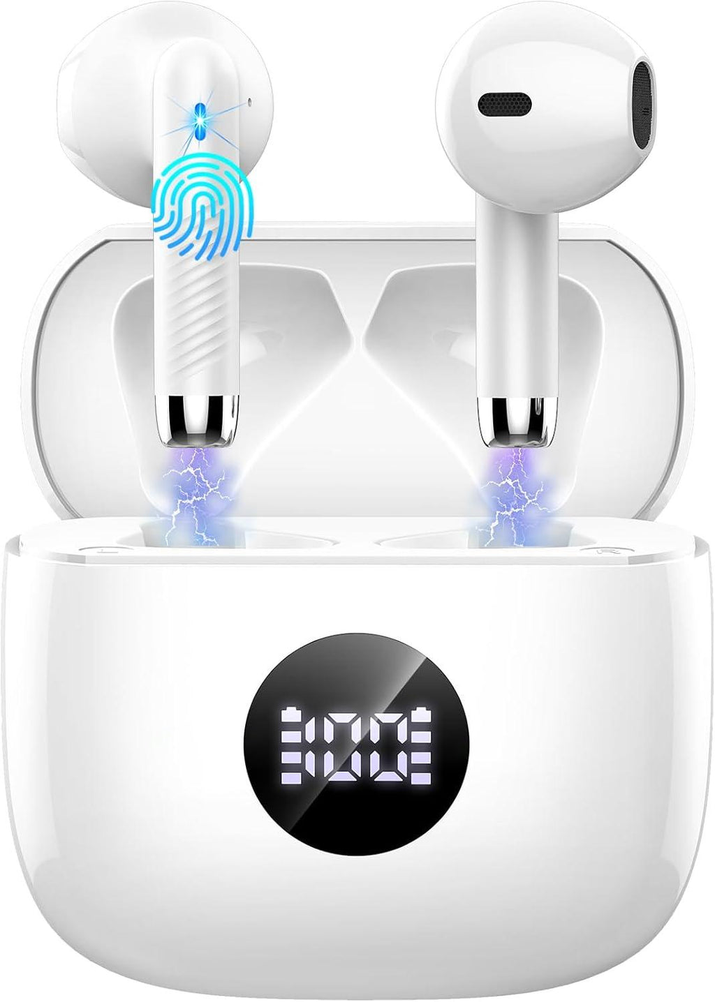 Wireless Bluetooth 5.4 Earbuds, LED Power Display Headphones, 6D Stereo HiFi Stereo Earbuds, In-Ear Noise Cancelling Mic, 40H Playback Mini Case, IP7 Waterproof Sports Earphones, Android iOS